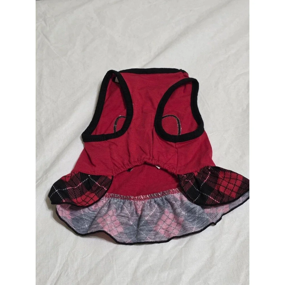 Simply Wag Red, Black, Bling Rhinestone Dog Dress Size Small